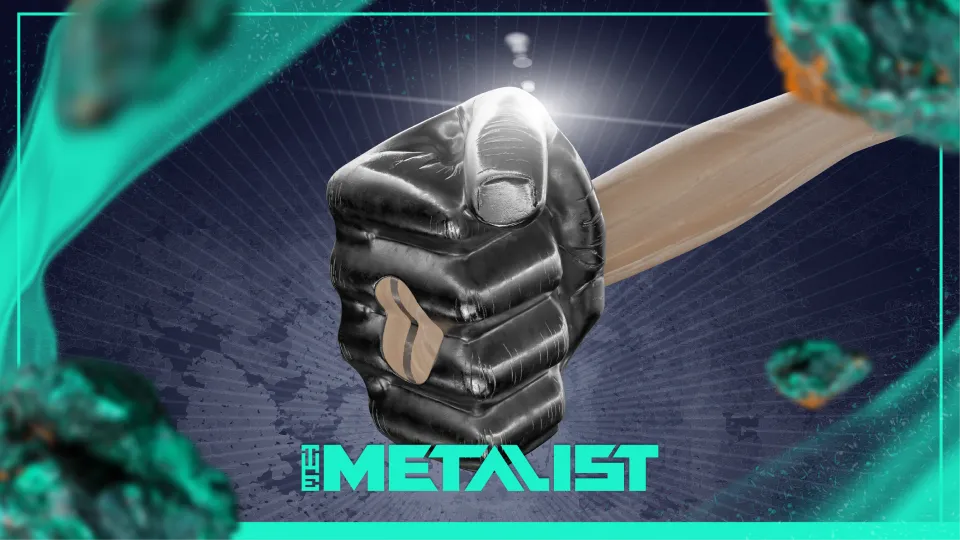 The Metalist hand-shaped hammer on an anvil